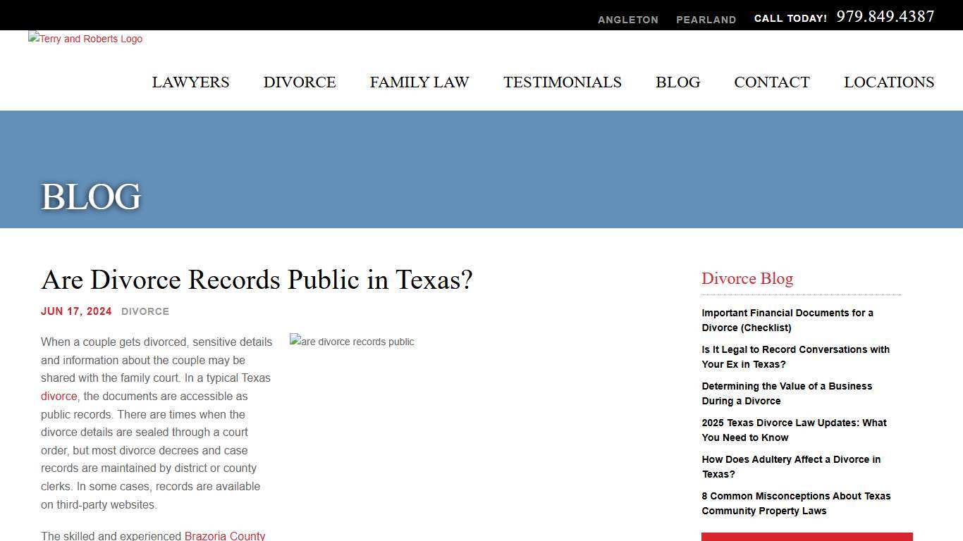 Are Divorce Records Public in Texas? Terry & Roberts