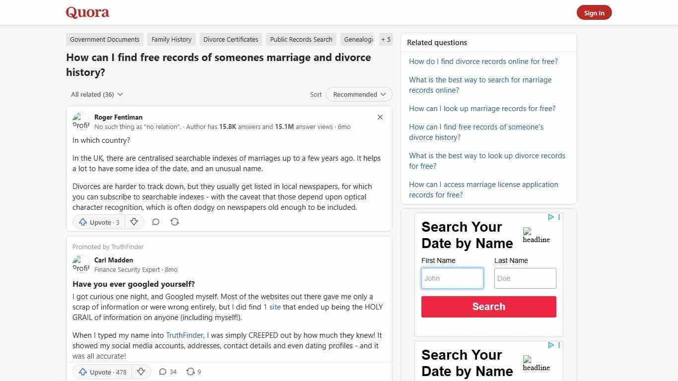 How to find free records of someones marriage and divorce history - Quora