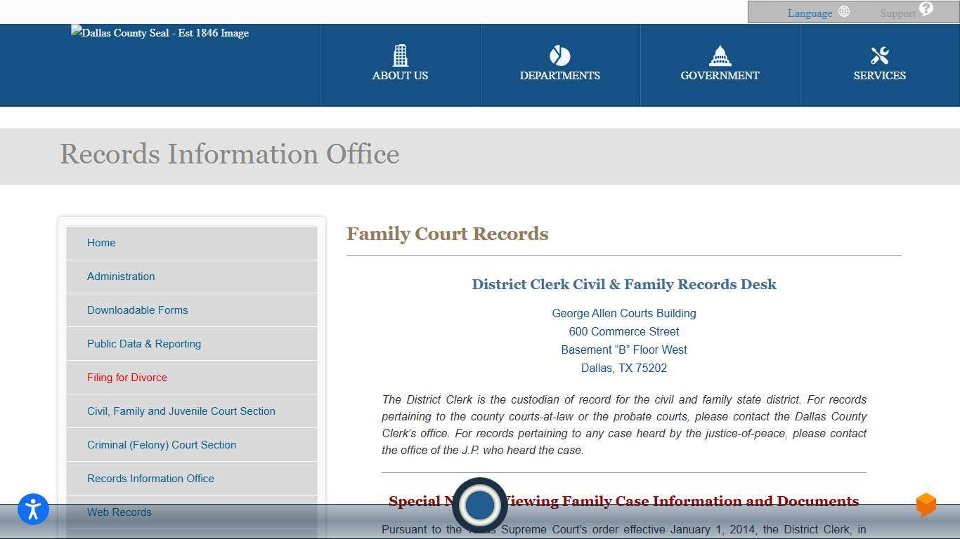 District Clerk Family Court Records